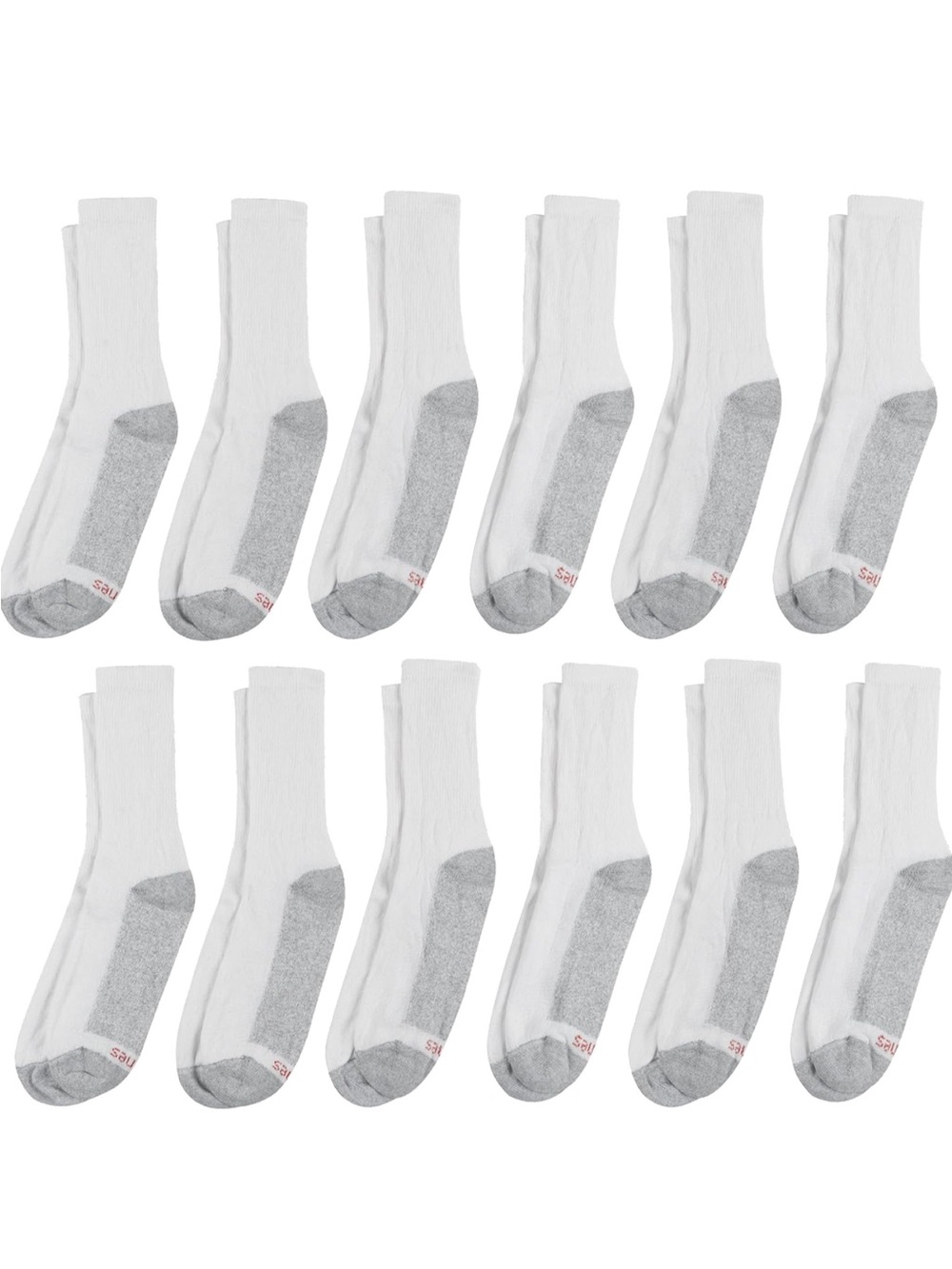 12 pack Hanes Men's Double Tough Socks, Crew Moisturing Wicking Socks